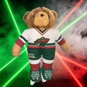 NHL MN Wild Hockey Player Bear by Good Stuff Plush Stuffed Animal 12”